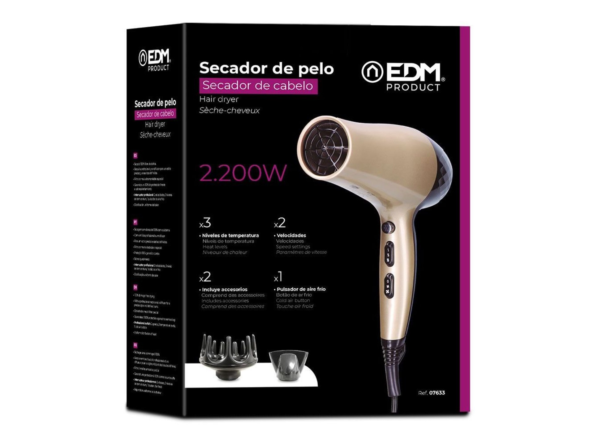 Secador de pelo con difusor 1800 - 2200 w