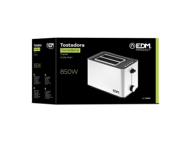 Double slot toaster white design 850 w, 252x162x195mm