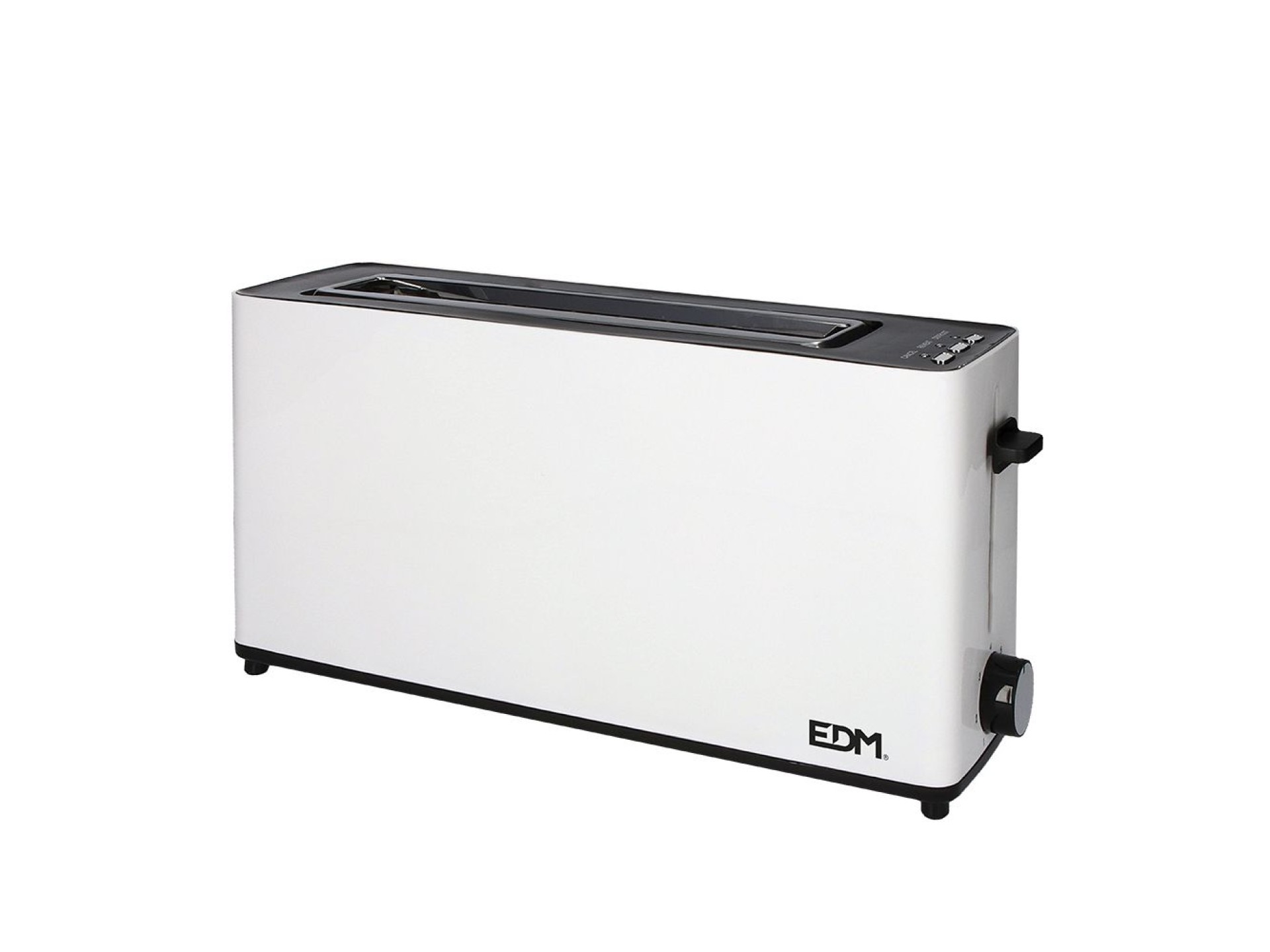 Flat toaster long slot 900w white desing edm