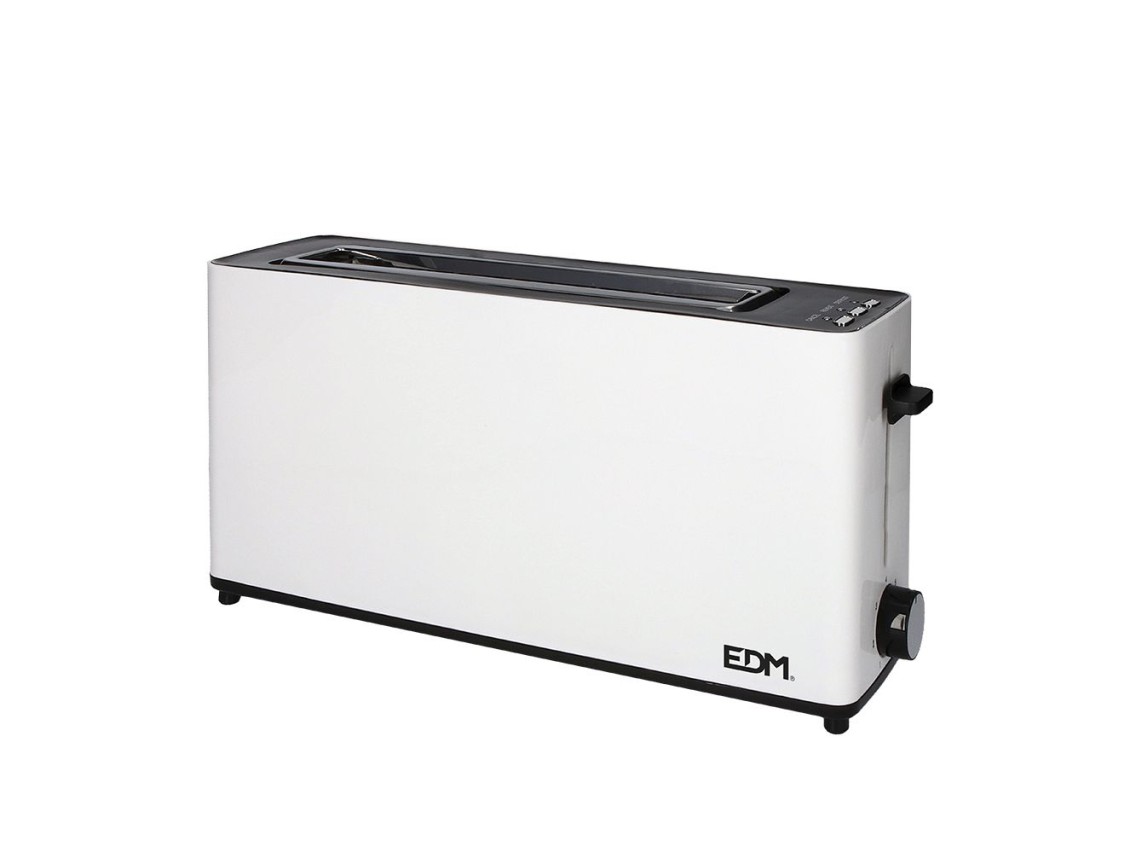Flat toaster long slot 900w white desing edm