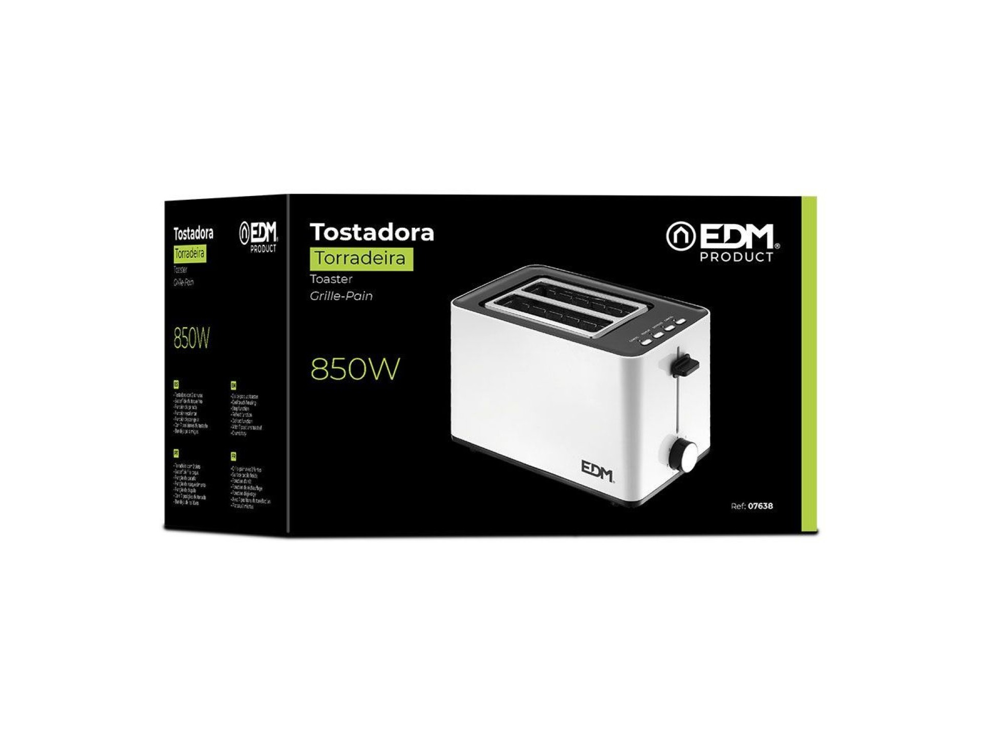 Double slot toaster white design 850 w, 252x162x195mm