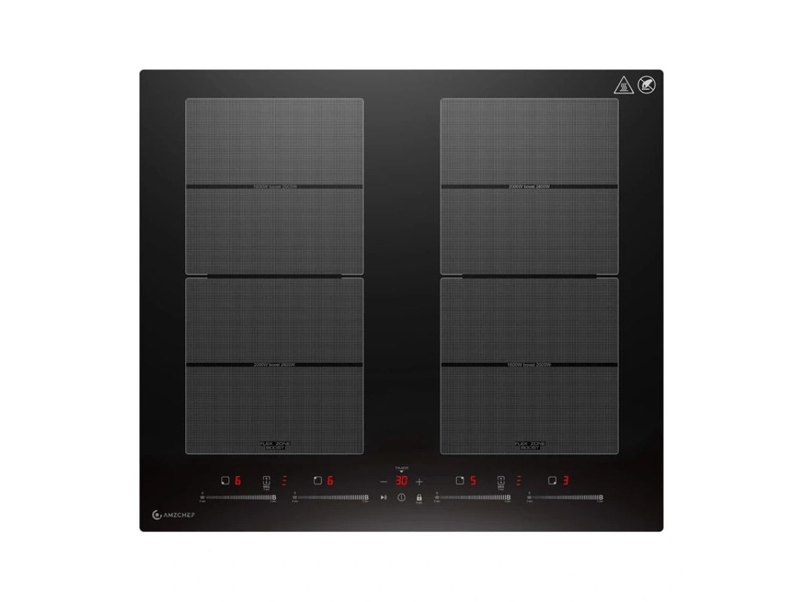 Placa de inducción AMZCHEF CE-FS-I74S-FFDD10, 4 zonas