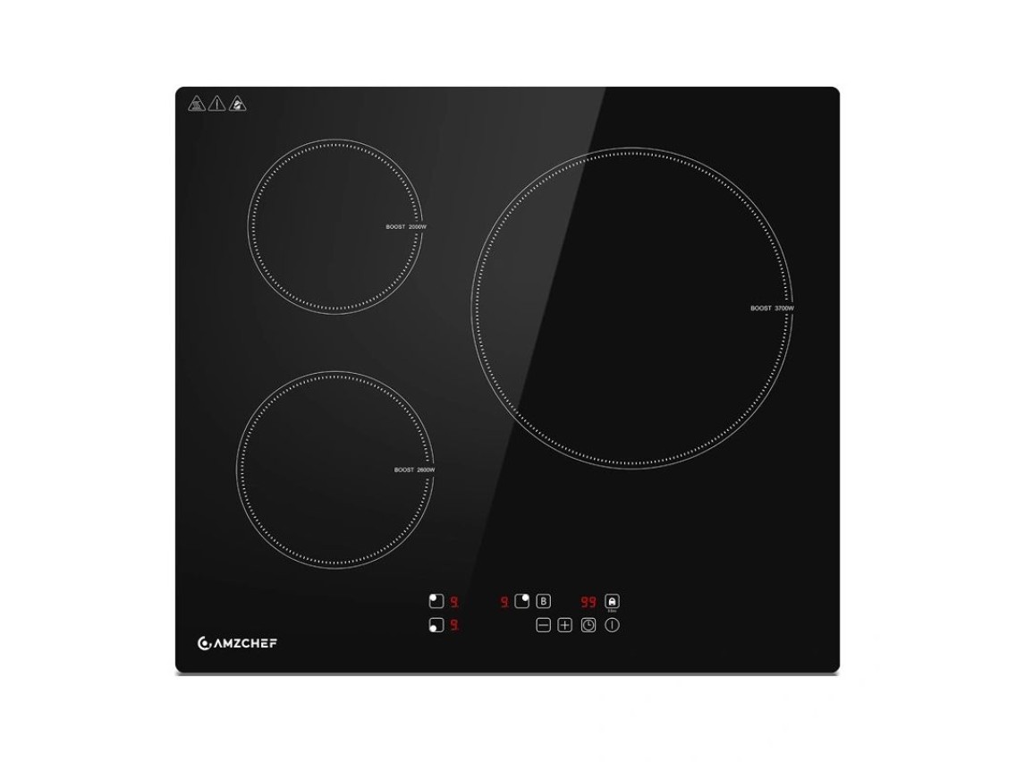 Placa de indução AMZCHEF CE-T-74IB3xyzf-CS de 3 zonas