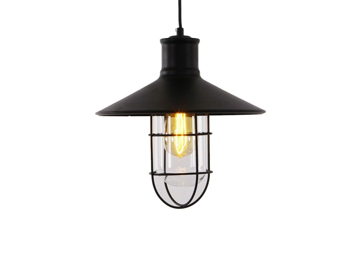 Candeeiro de teto metálico vintage e27 60w cor preto ø27x28cm edm