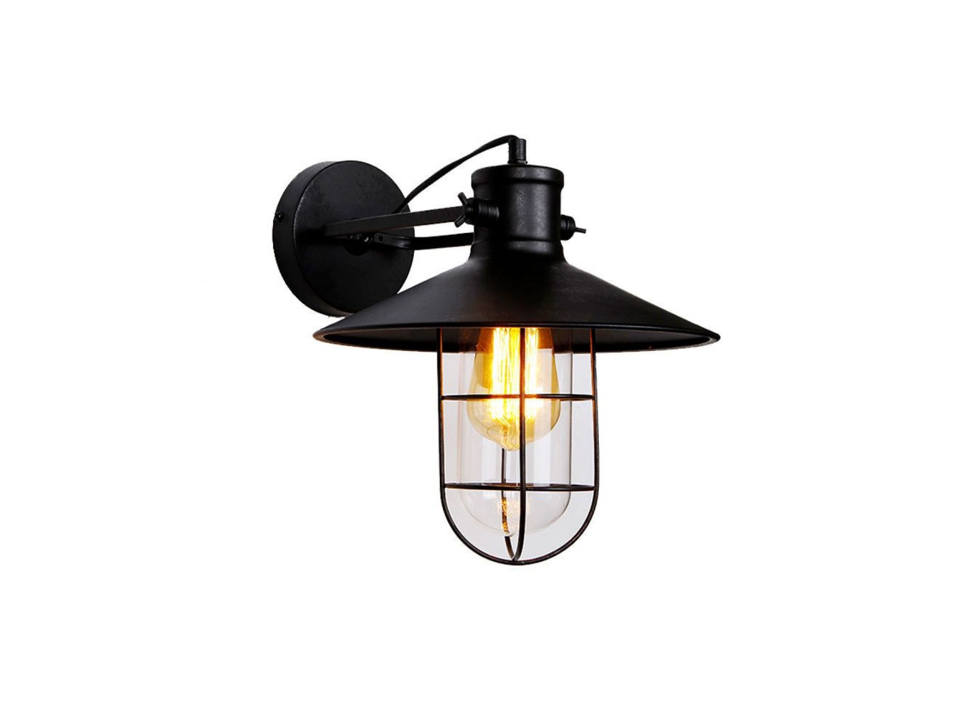Candeeiro de parede metálico vintage e27 60w cor preto ø32x37x27,5cm edm