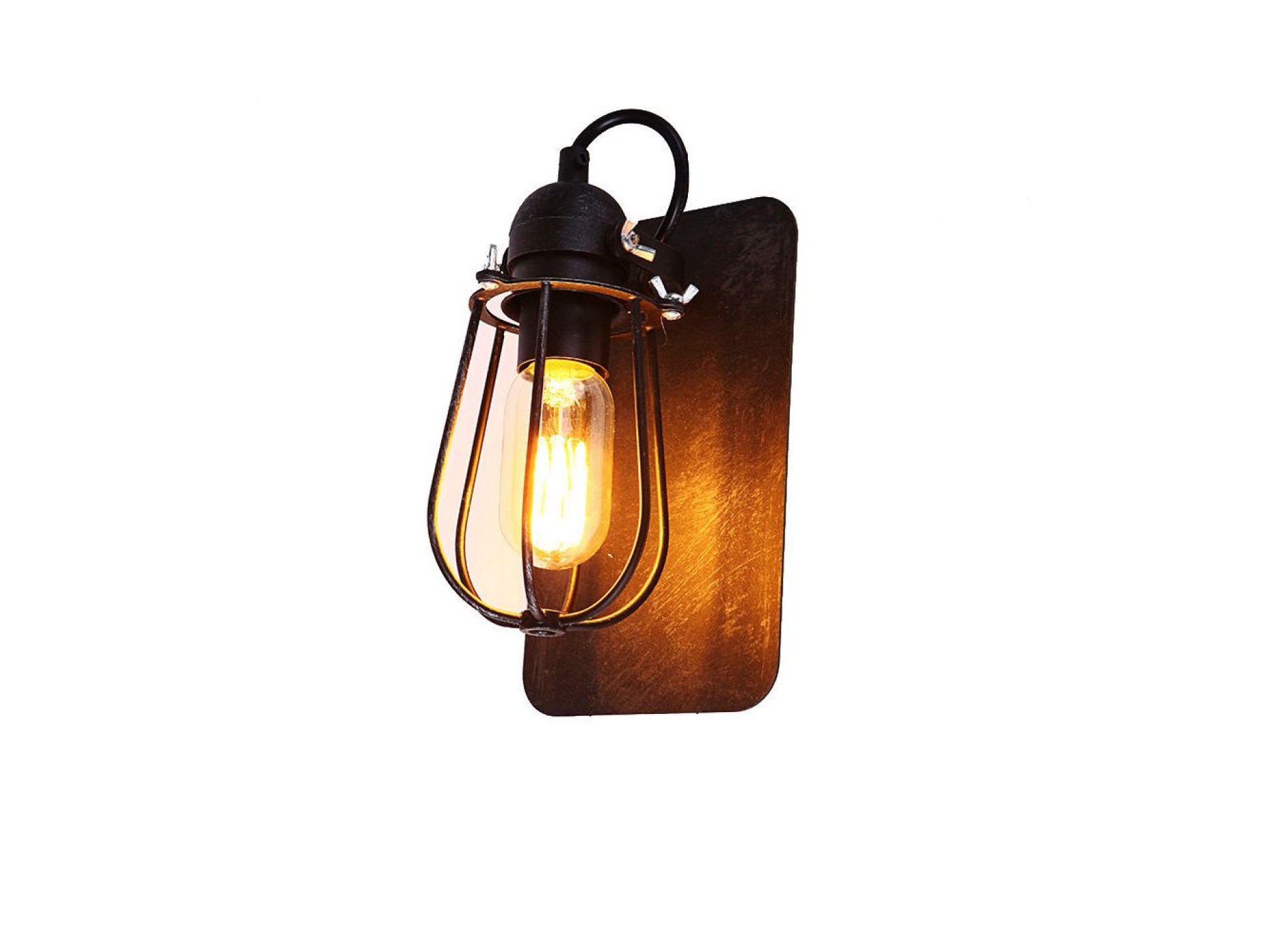 Candeeiro de parede metálico vintage e27 60w cor preto 15x22cm edm