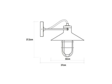 Aplique de pared metalico vintage e27 60 w color negro �32 x 37 x 27,5 cm