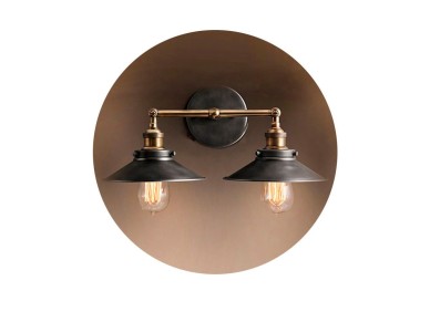 Aplique de pared doble vintage metalico e27 60 w 63 x 29 cm
