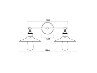 Aplique de pared doble vintage metalico e27 60 w 63 x 29 cm