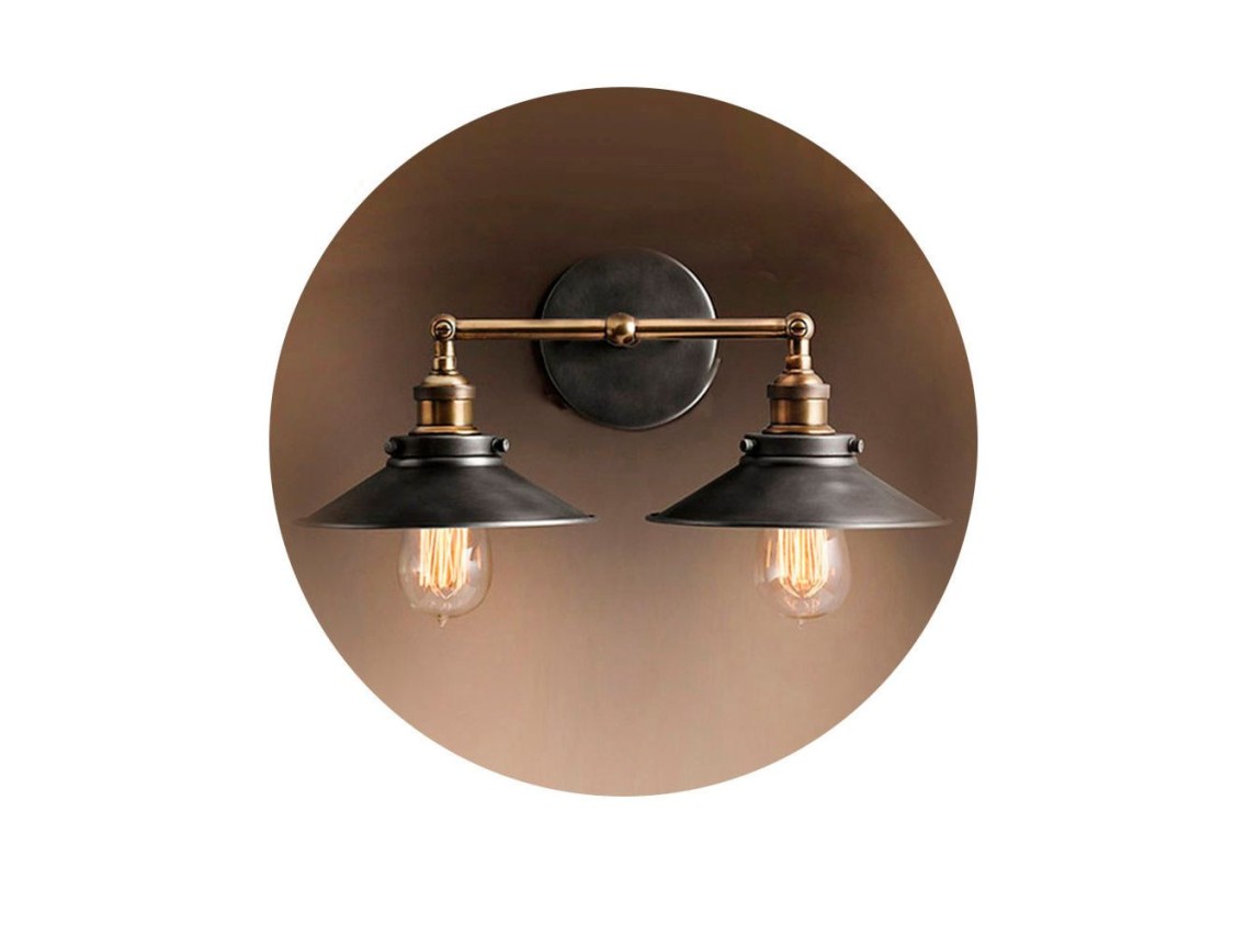 Wall light double vintage metallic e27 60w 63x29cm edm