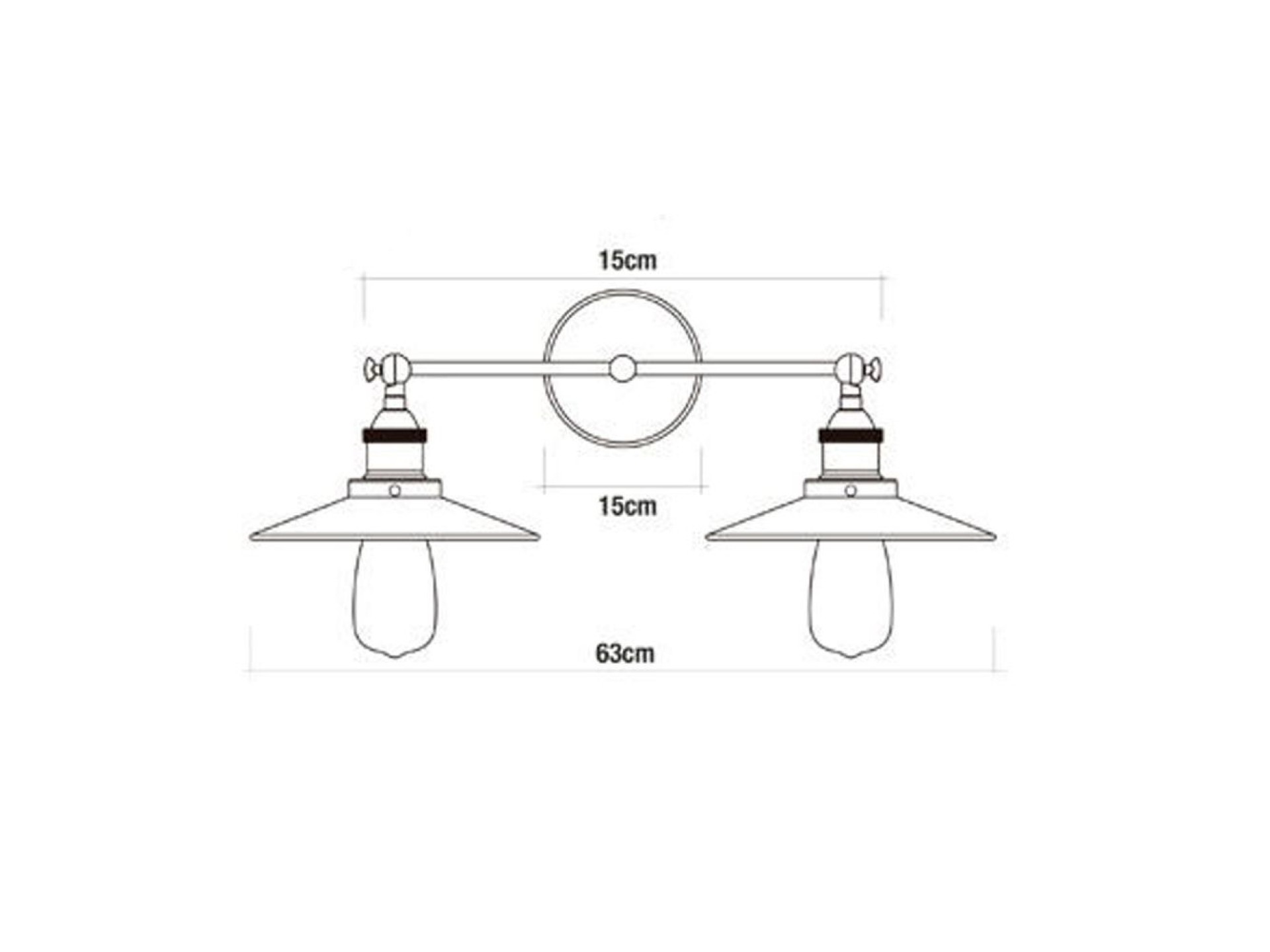 Wall light double vintage metallic e27 60w 63x29cm edm
