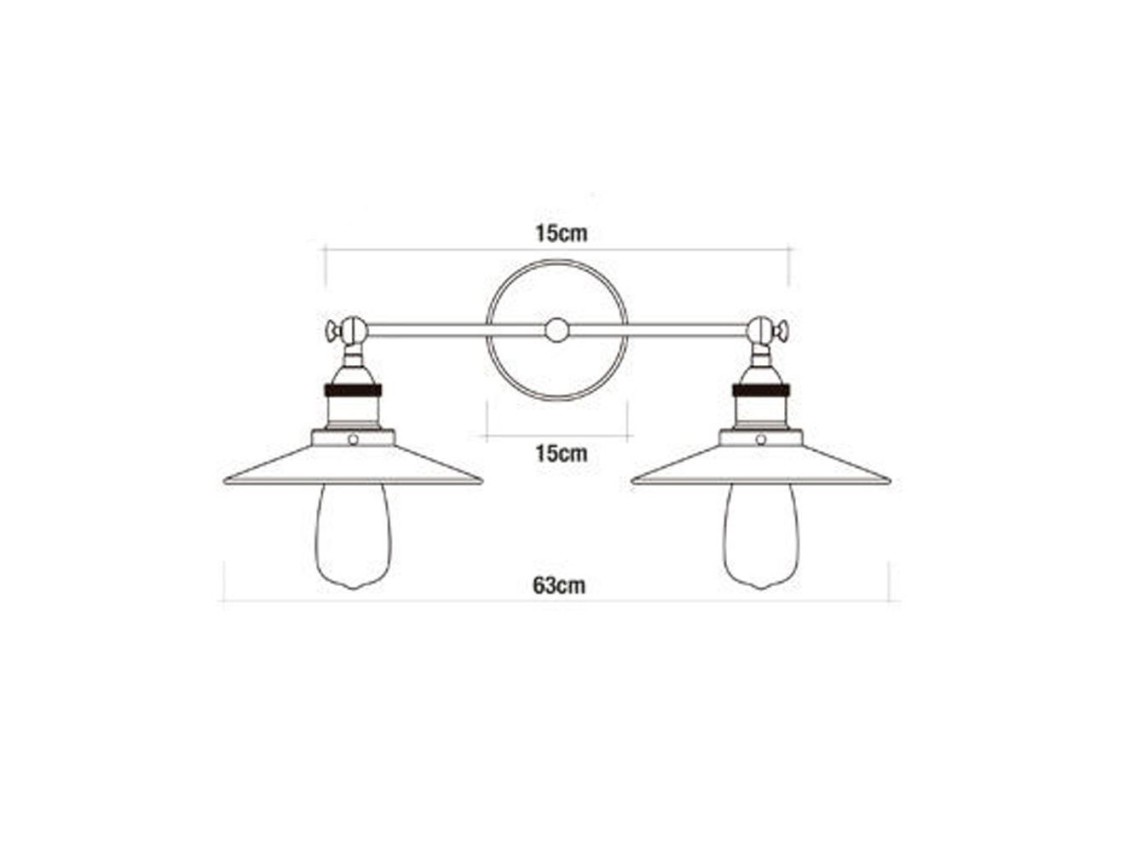 Wall light double vintage metallic e27 60w 63x29cm edm