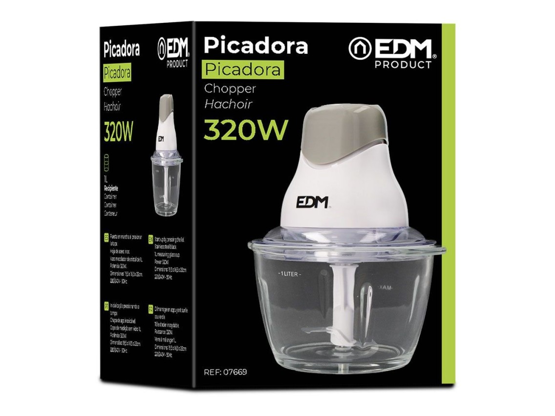 Picadora con recipiente de cristal 320 w