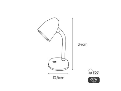Table light model amsterdam e27 60w black color edm