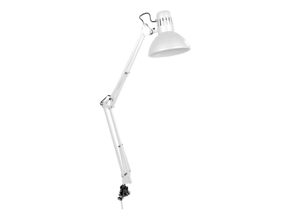Candeeiro de mesa (arquiteto) modelo mebourne com grampo de aperto cor branco e27 60w edm