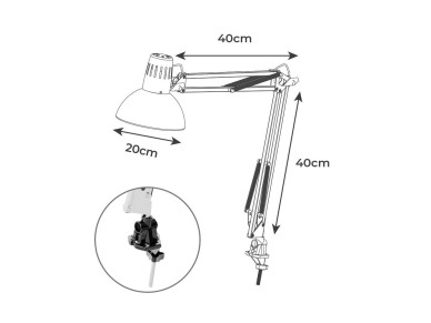Desk lamp (architect) melbourne model with fixing clamp white color e27 60w edm