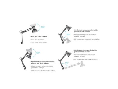 Desk lamp (architect) melbourne model with fixing clamp black color e27 60w edm