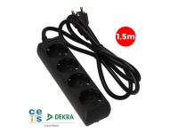 Multiple base, 4 schuko 2p+e sockets, 1,5 m cable h05vv-f 3g1,5 mm� 16a 250v~ 3680 w, black