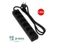 Multiple base, 6 schuko 2p+e sockets, 1,5 m cable h05vv-f 3g1,5 mm² 16a 250v~ 3680 w, black Multiple base, 6 schuko 2p+e sockets, 1,5 m cable h05vv-f 3g1,5 mm² 16a 250v~ 3680 w, black
