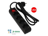 Base m�ltipla de 4 bases 2p+e com interruptor iluminado, cabo de 1,5 m h05vv-f 3g1,5 mm�, 16a 250v~,