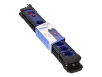 8-outlet multiple socket 2p+e with illuminated switch + protector, 3 m cable h05vv-f 3g1,5 mm� black