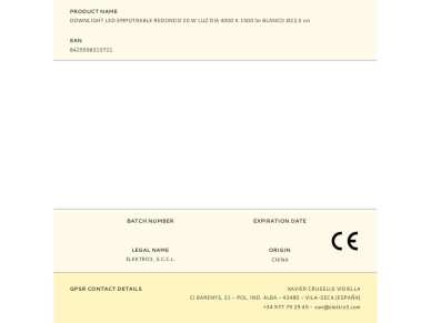Round recessed led downlight 20w day light 4000k 1500lm white ø22.5cm edm Round recessed led downlight 20w day light 4000k 1500lm white ø22.5cm edm