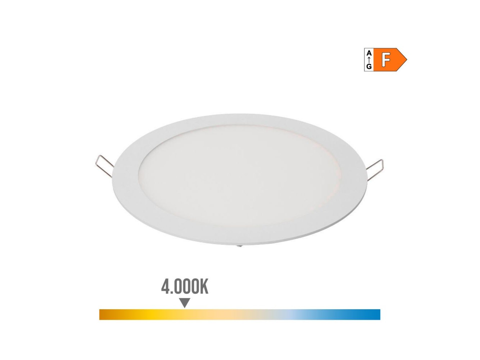 Round recessed led downlight 20w day light 4000k 1500lm white ø22.5cm edm