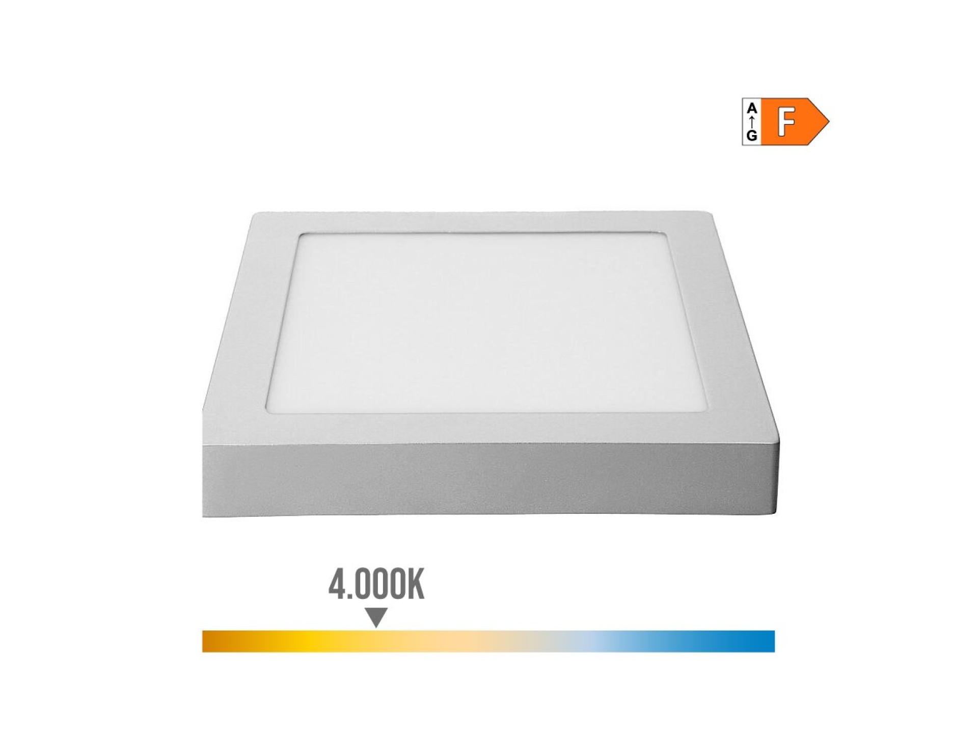 Downlight led superfície quadrado 20w 1500lm 4000k luz dia. cromado 22x22x3cm edm