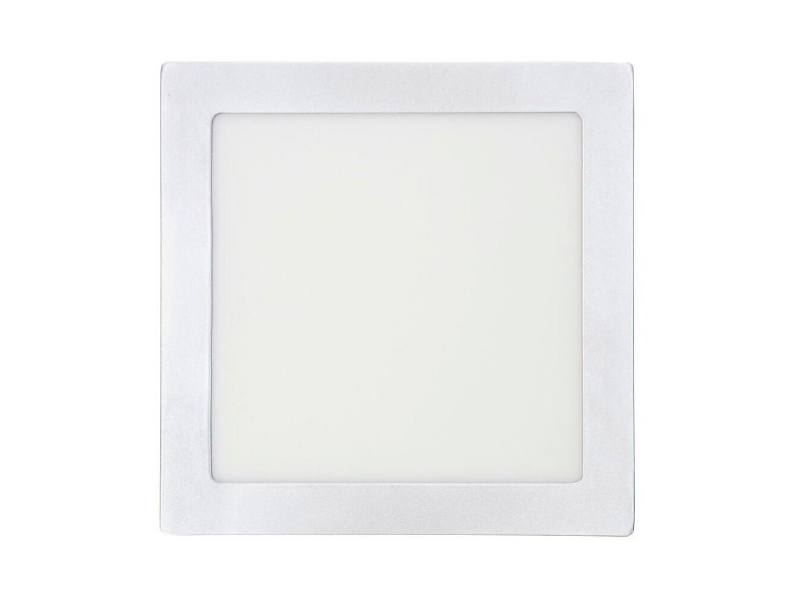 Downlight led superfície quadrado 20w 1500lm 4000k luz dia. cromado 22x22x3cm edm