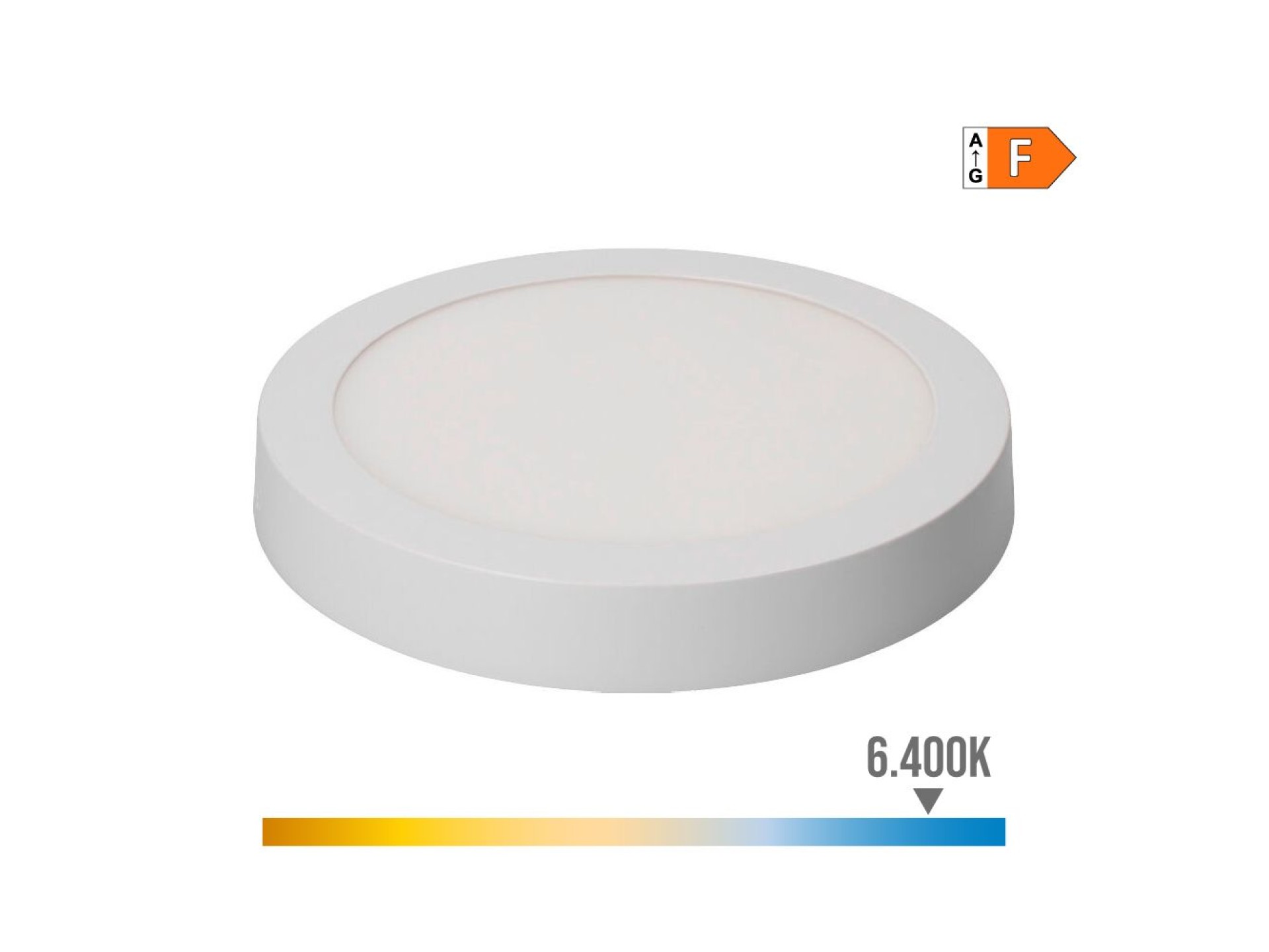 Round surface led downlight 20w 1500lm 6400k cold light.ø22x3,5cm white colour edm