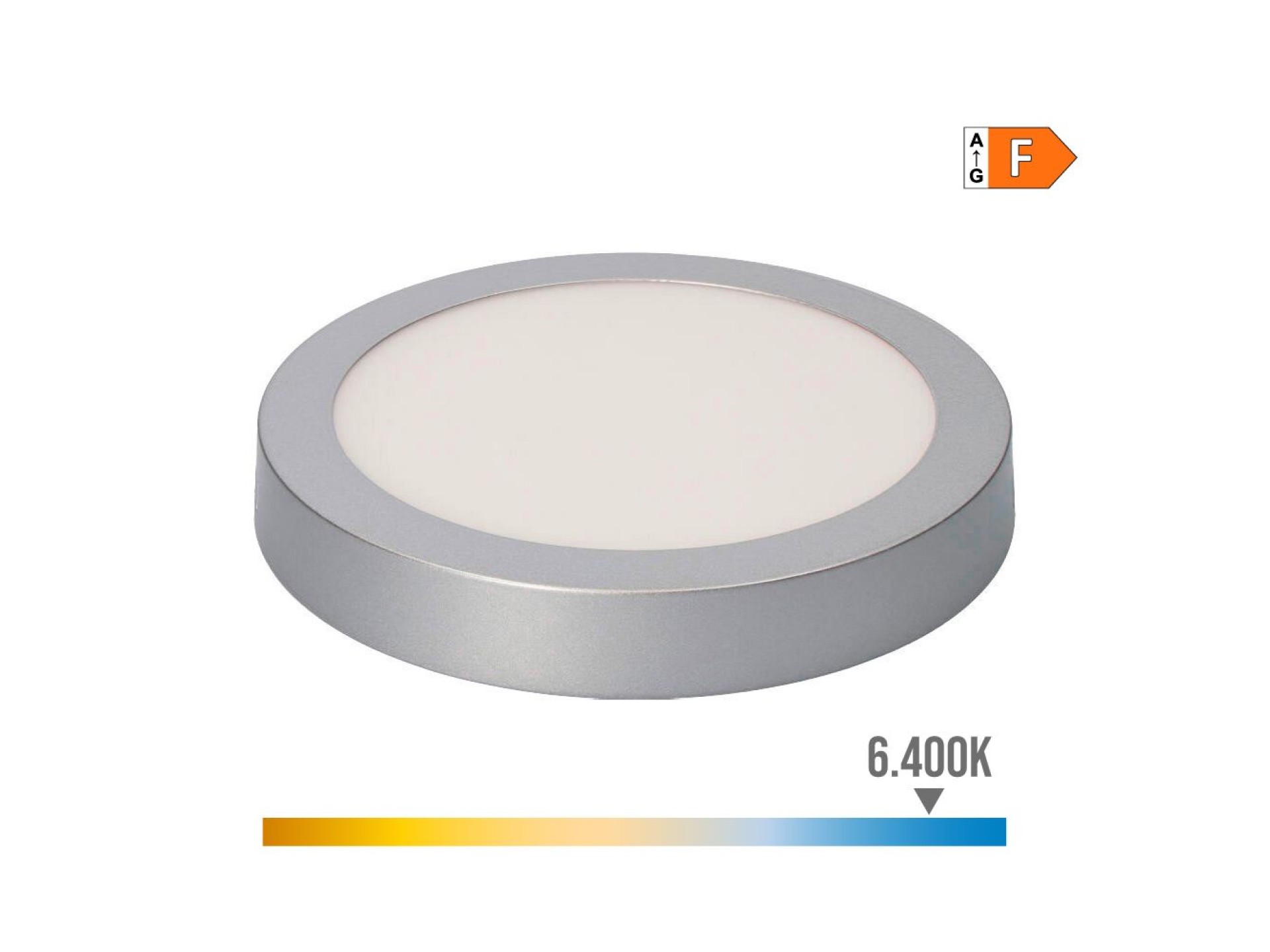Downlight led superficie redondo cromado 20 w 1500 lm 6400 k luz fria ø 22 x 3 cm