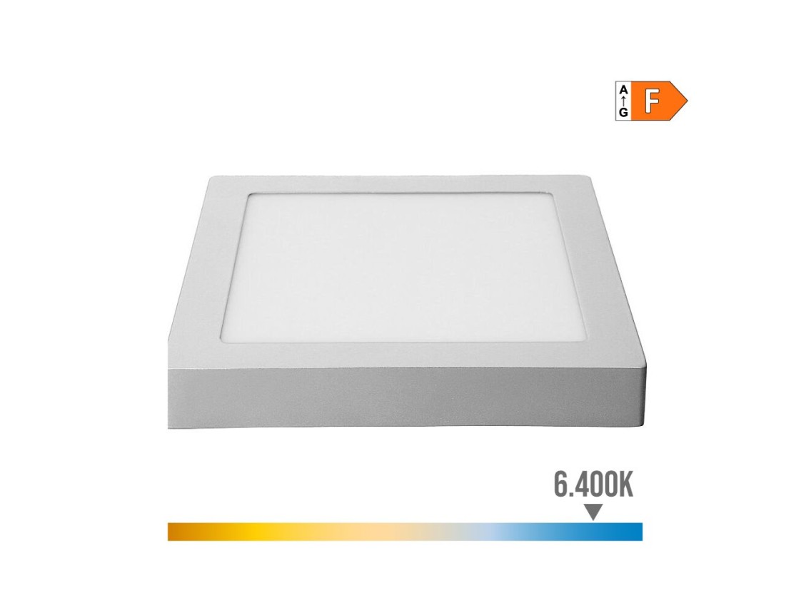 Downlight led superfície quadrado 20w 1500lm 6400k luz fria.cromado 22x22x3,5cm edm