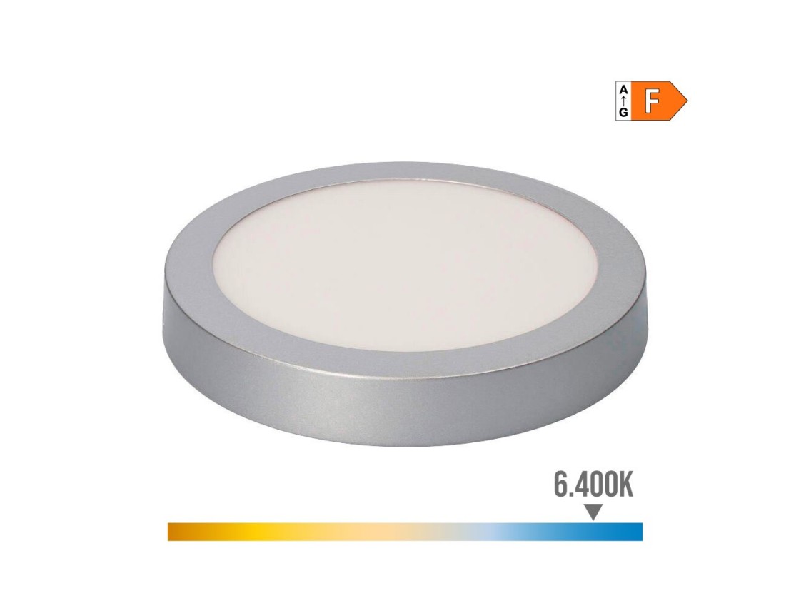 Downlight led superficie redondo cromado 20 w 1500 lm 6400 k luz fria ø 22 x 3 cm