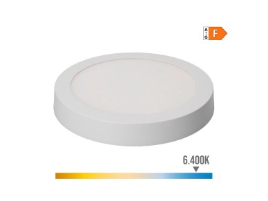 Round surface led downlight 20w 1500lm 6400k cold light.ø22x3,5cm white colour edm Round surface led downlight 20w 1500lm 6400k cold light.ø22x3,5cm white colour edm
