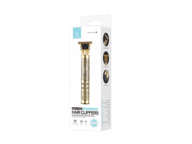 Techancy MN6031 Hair Clipper with Steel Blade, 18650 Battery, USB-C, Metal Body, Gold