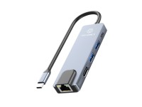 Techancy Hub USB-C 5 in 1 KT2910 with HDTV, PD, USB 3.0/2.0 and RJ45, Compatible with PC and Mobile 