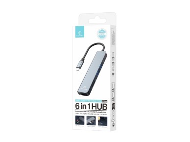 Techancy Hub USB-C 6 in 1 KT2909 with HDTV, PD, USB 3.0/2.0 and TF/SD Card Reader, Compatible with P