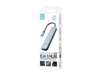 Techancy Hub USB-C 6 in 1 KT2909 with HDTV, PD, USB 3.0/2.0 and TF/SD Card Reader, Compatible with P