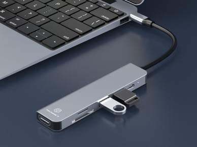 Techancy Hub USB-C 6 in 1 KT2909 with HDTV, PD, USB 3.0/2.0 and TF/SD Card Reader, Compatible with P