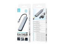 Techancy Hub USB-C 6 in 1 KT2909 with HDTV, PD, USB 3.0/2.0 and TF/SD Card Reader, Compatible with P