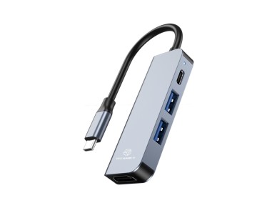 Techancy KT2908 4-in-1 USB-C Hub with HDTV, PD, USB 3.0 and USB 2.0, Compatible with PC and Mobile P