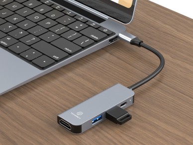 Techancy KT2908 4-in-1 USB-C Hub with HDTV, PD, USB 3.0 and USB 2.0, Compatible with PC and Mobile P
