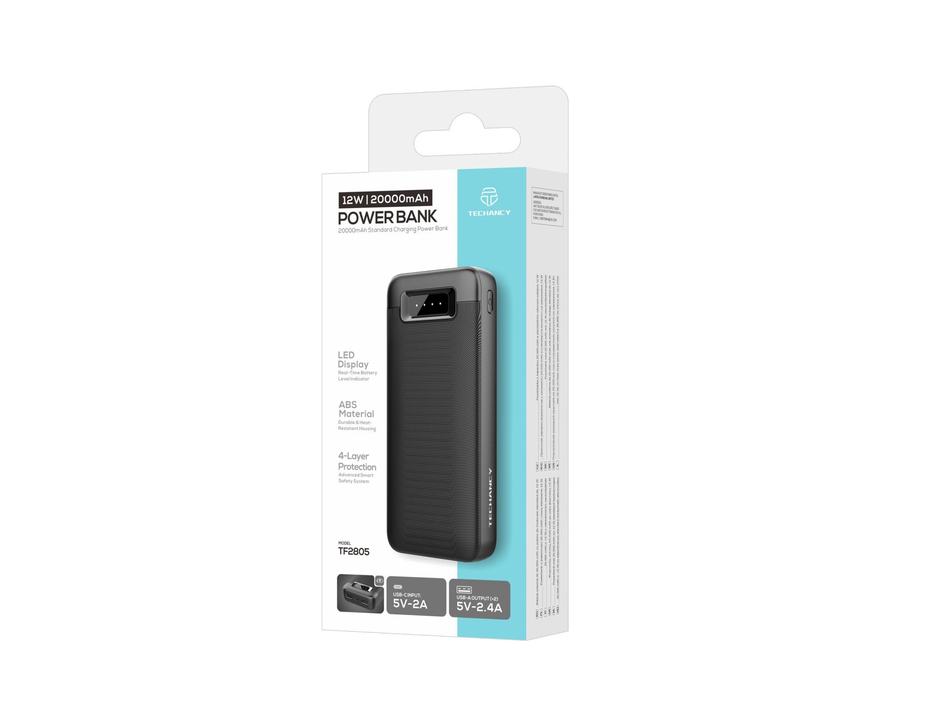 Power Bank 20000mAh 12W TECHANCY TF2805 2 USB-A
