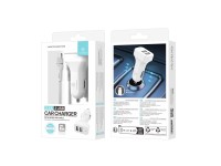 Techancy TC6403 Dual USB 2.4A Car Charger with Micro USB Cable - White Techancy TC6403 Dual USB 2.4A Car Charger with Micro USB Cable - White