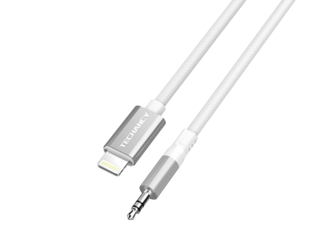 Techancy Cabo Audio Digital KQ2604 8-Pin para 3.5mm, 1M, Trancado, Compativel com Telemovel, Carro e