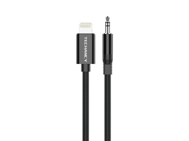 Techancy Cabo Audio Digital KQ2604 8-Pin para 3.5mm, 1M, Trancado, Compativel com Telemovel, Carro e
