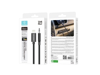 Techancy Cabo Audio Digital KQ2604 8-Pin para 3.5mm, 1M, Trancado, Compativel com Telemovel, Carro e