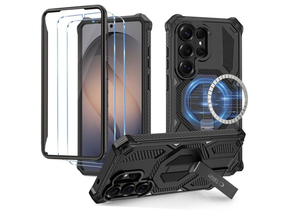Kit com 2 capas Tech-Protect MagBlast MagSafe e películas de vidro temperado para Samsung Galaxy S26
