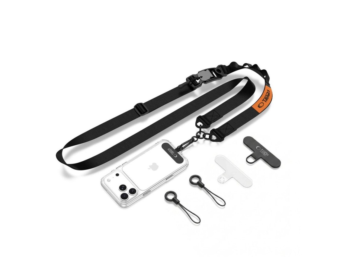 Cordão transversal para celular Tech-Protect C9S - Preto e Laranja