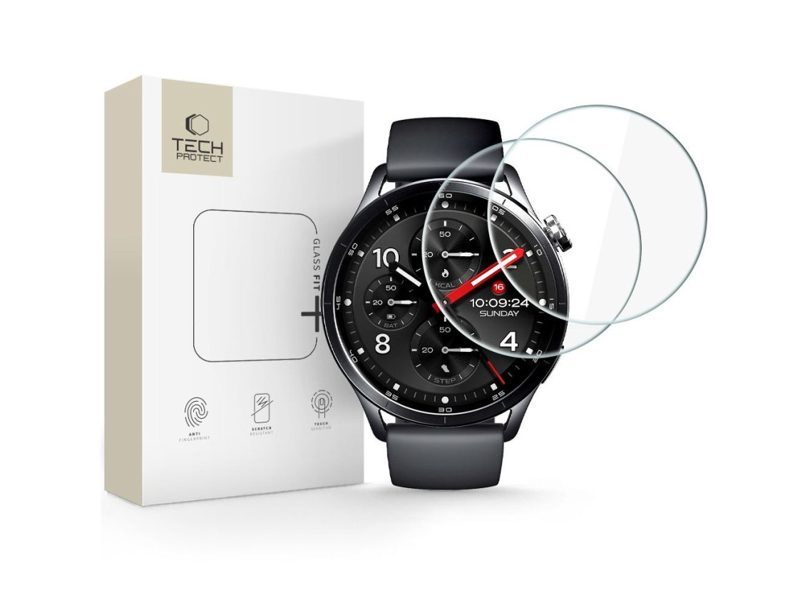 Tech-Protect Glass Fit+ - Pacote com 2 Películas de Vidro Temperado para Xiaomi Watch S5 46mm